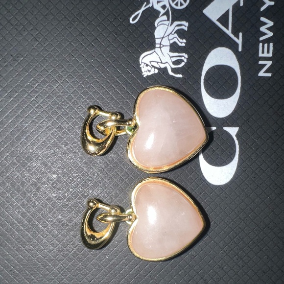 Coach Gold and Pink Heart Earrings - Picture 5 of 5